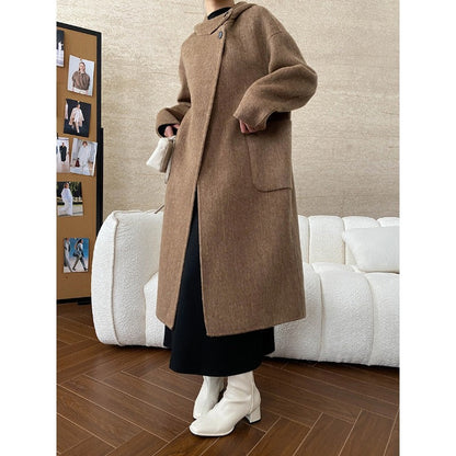 Damen Wickelmantel mit Kragendetails und warmem Futter Norvielle