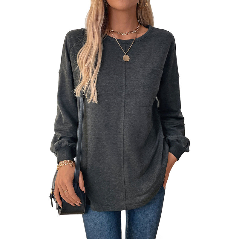 Damen Langarmshirt Rundhals Lässiger Schnitt Norvielle