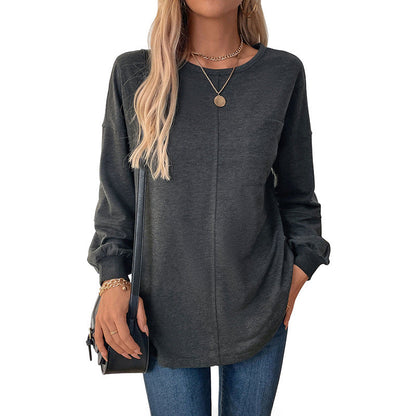 Damen Langarmshirt Rundhals Lässiger Schnitt Norvielle