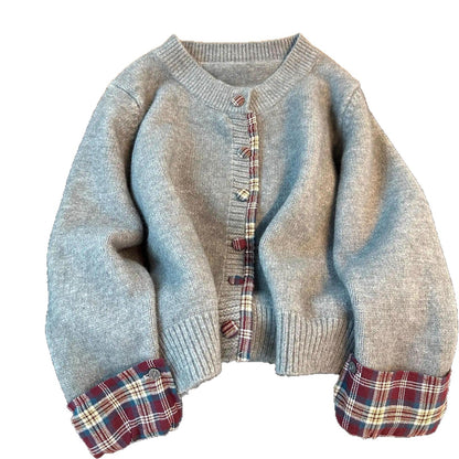 Damen Strickjacke Karomuster Weich Norvielle