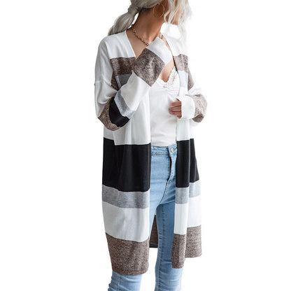 Damen Langarmstrickjacke Grafisches Streifenmuster Norvielle