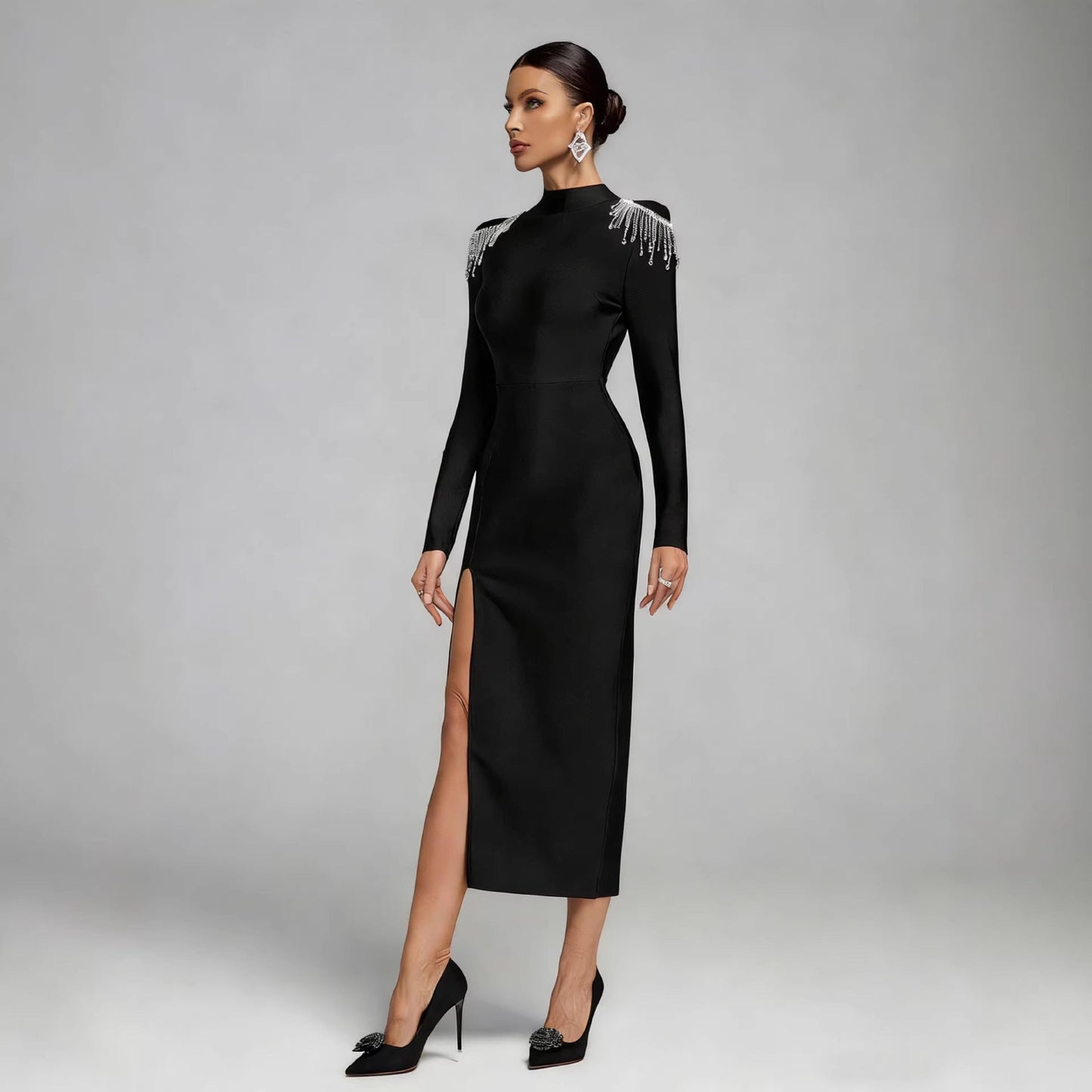 Damen Abendkleid Figurbetont Norvielle Glitzerdetails