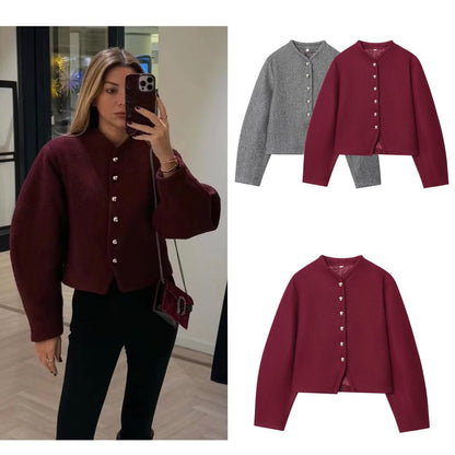 Damen Kurzjacke mit Knopfleiste Elegantes Design Norvielle