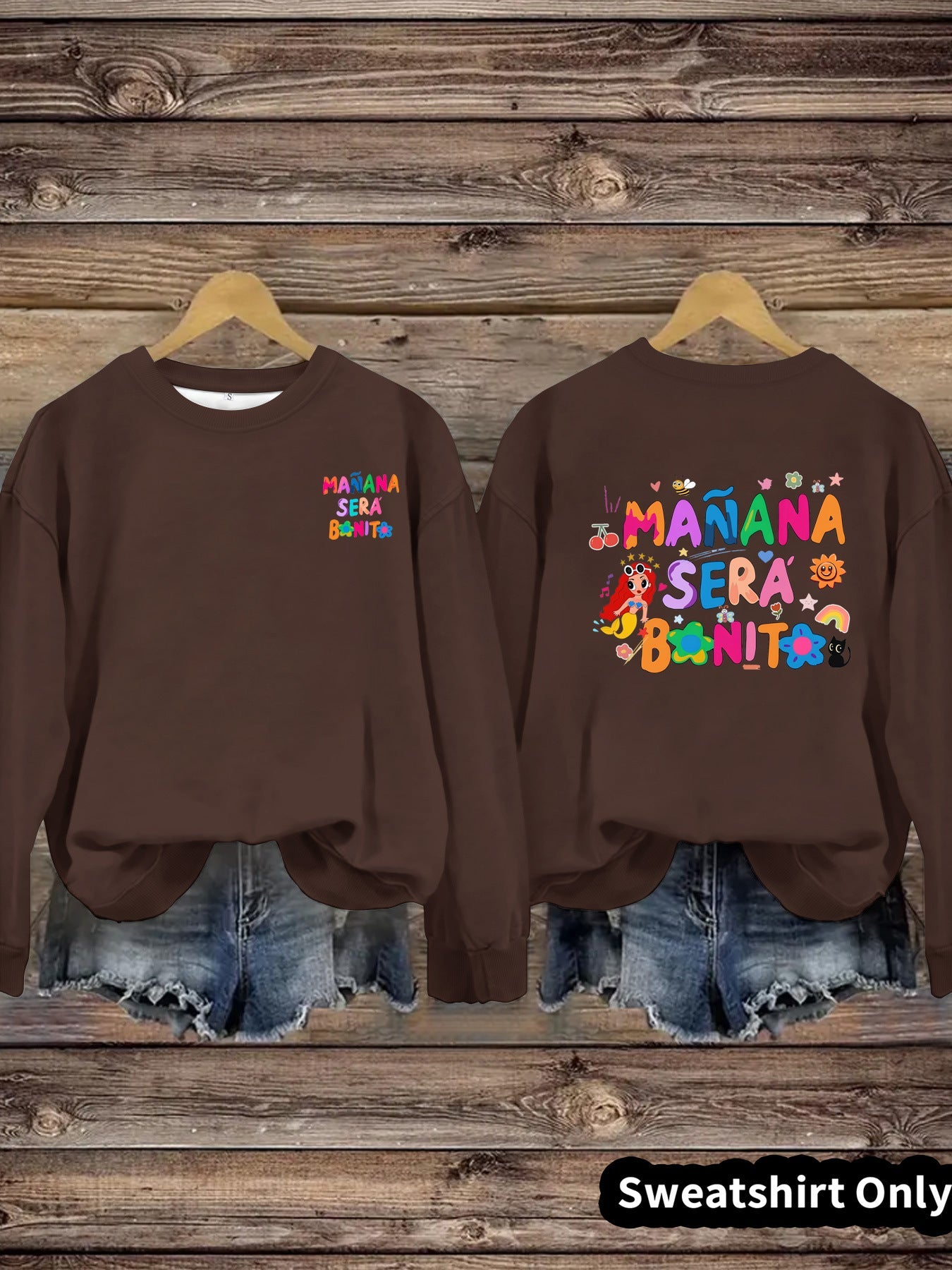 Damen Sweatshirt Verspielter Aufdruck Lässiger Schnitt Norvielle