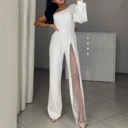 Damen Jumpsuit Elegantes Design Transparenzdetails