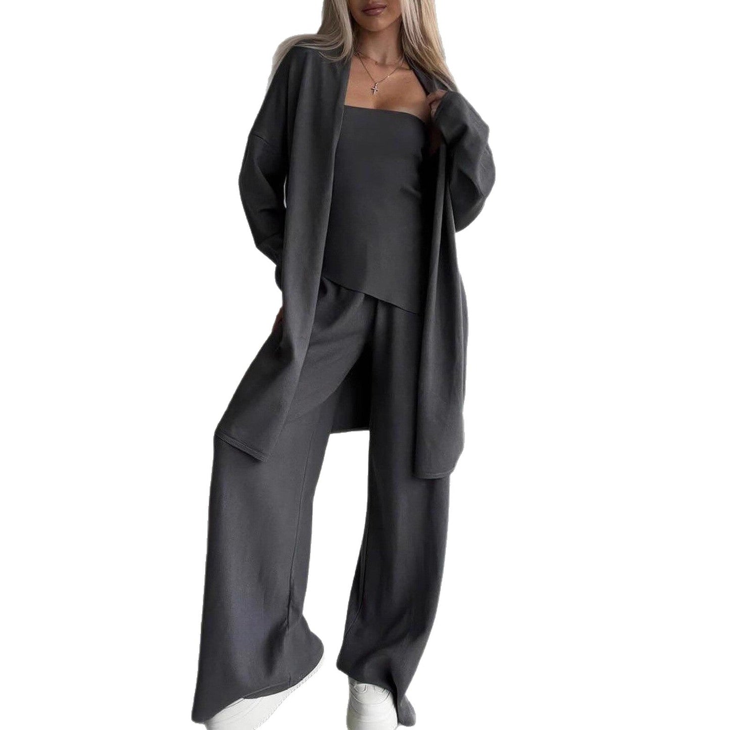 Damen Lounge-Set Ärmelloses Weiter Cardigan Norvielle