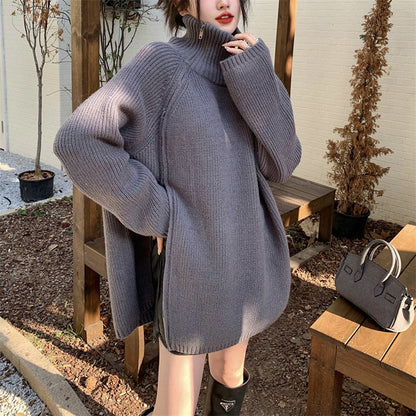 Damen Oversize Strickpullover Stehkragen Norvielle - Norvielle