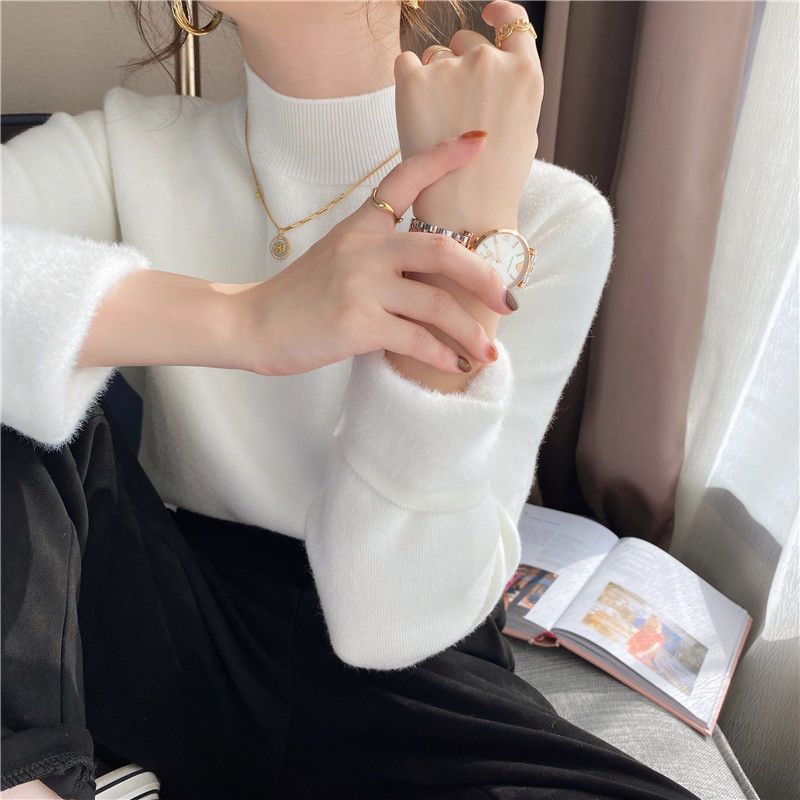 Damen Kurzarm Pullover Rollkragen Lässig Norvielle