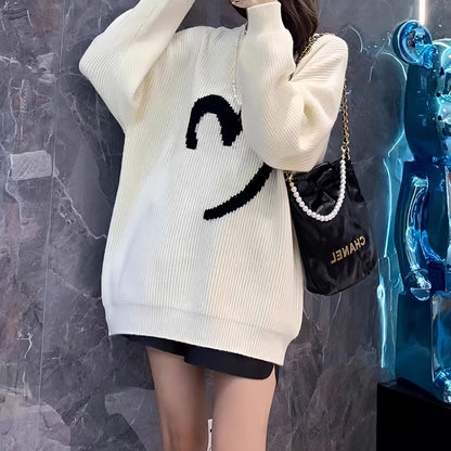 Damen Oversized Pullover Strukturiertes Zopfmuster Norvielle