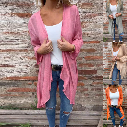 Damen Longcardigan Fließend Raffungen Norvielle - Norvielle