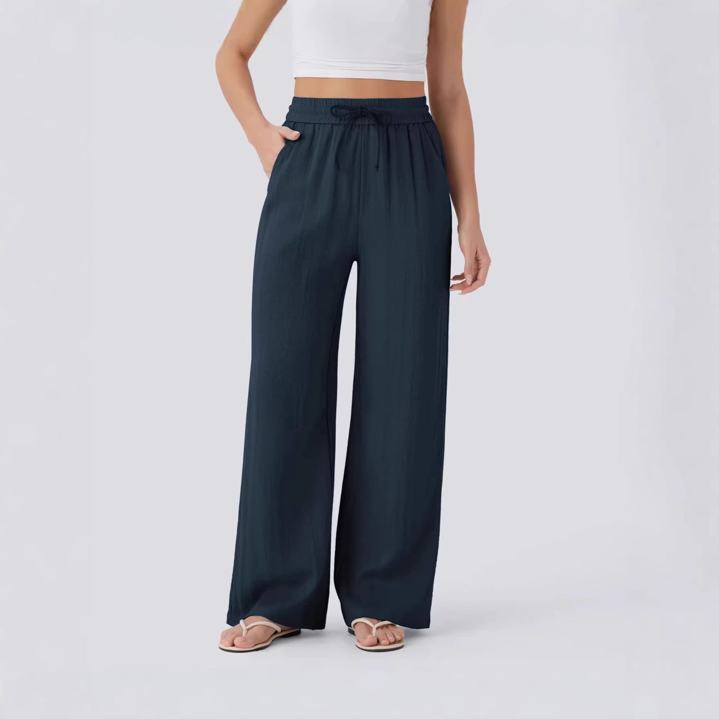 Damen Palazzo-Hose Elastischer Bund Praktische Taschen