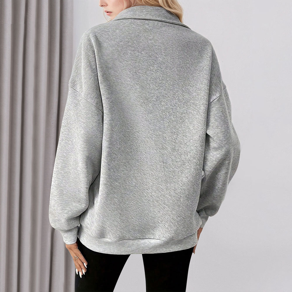 Damen Sweatpullover Halbzipp mit Taschen Norvielle