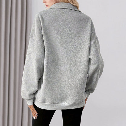 Damen Sweatpullover Halbzipp mit Taschen Norvielle