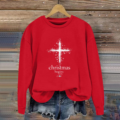 Damen Sweatshirt Christliches Motiv Weich Norvielle - Norvielle