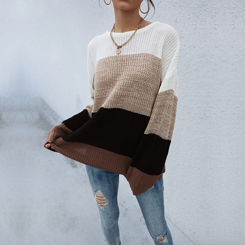 Damen Strickpullover Lässig Streifenmuster Norvielle