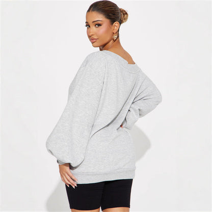 Damen Oversized Sweatpullover Asymmetrisch Norvielle