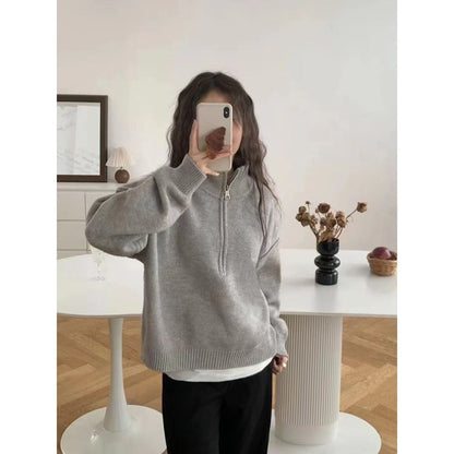 Damen Pullover Halb-Reißverschluss Norvielle