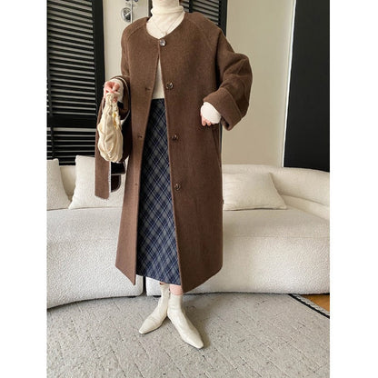 Damen Oversized-Mantel Asymmetrischer Kragen Seitenschlitzen Norvielle