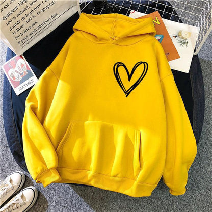 Damen Kapuzenpullover Herzmotiv Norvielle