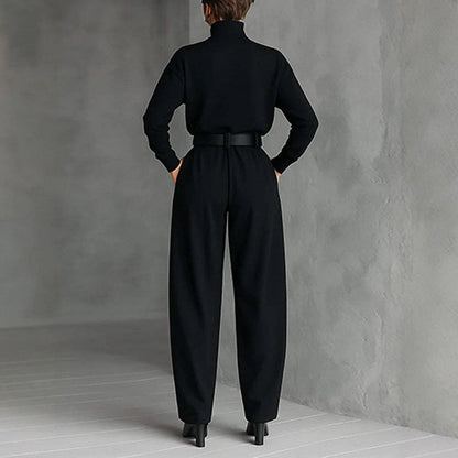 Damen Utility-Jumpsuit Hochkragen Taillengürtel Norvielle
