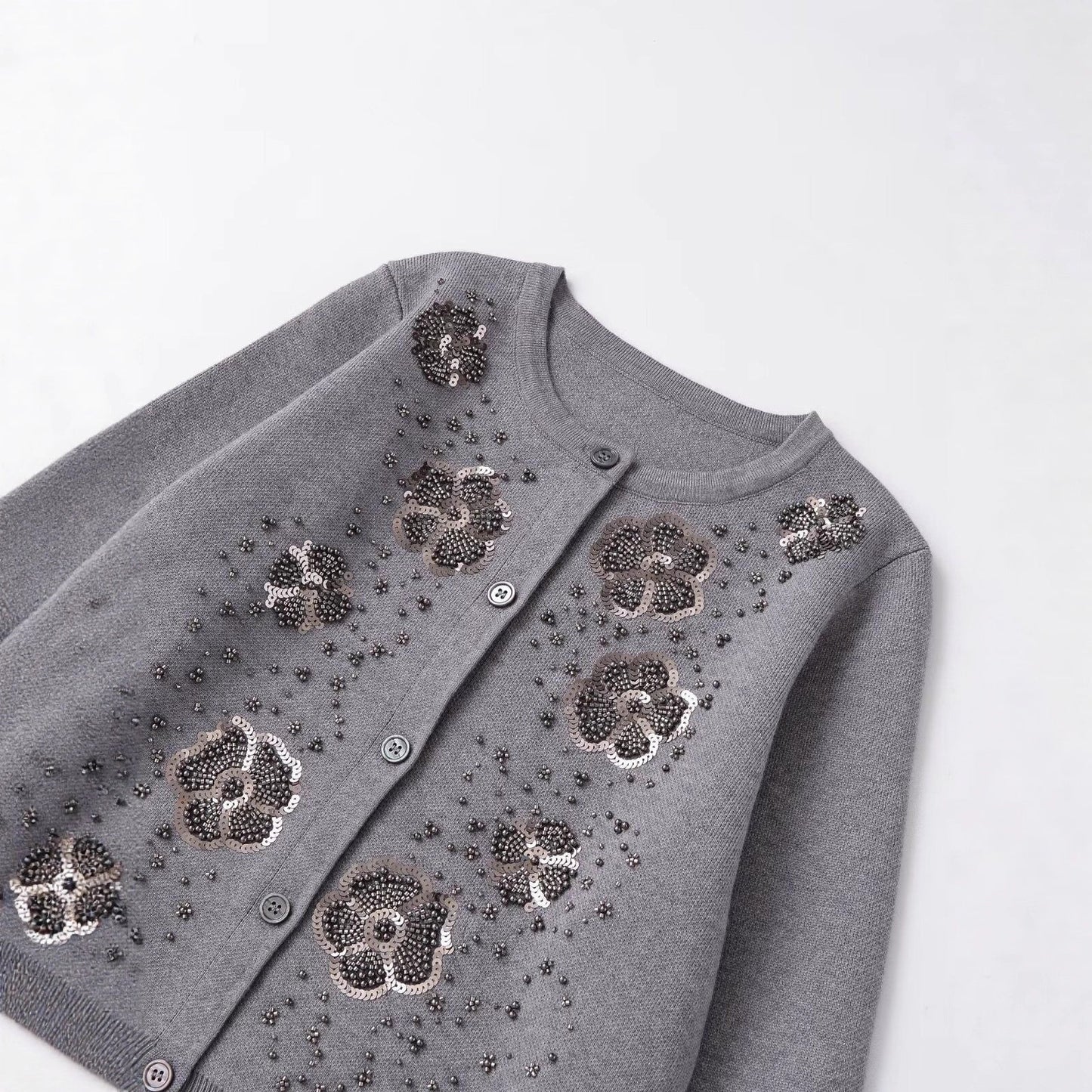 Damen Strickjacke Glitzernde Blüten Norvielle