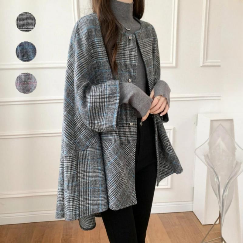 Damen Oversized Cardigan Karomuster Modern