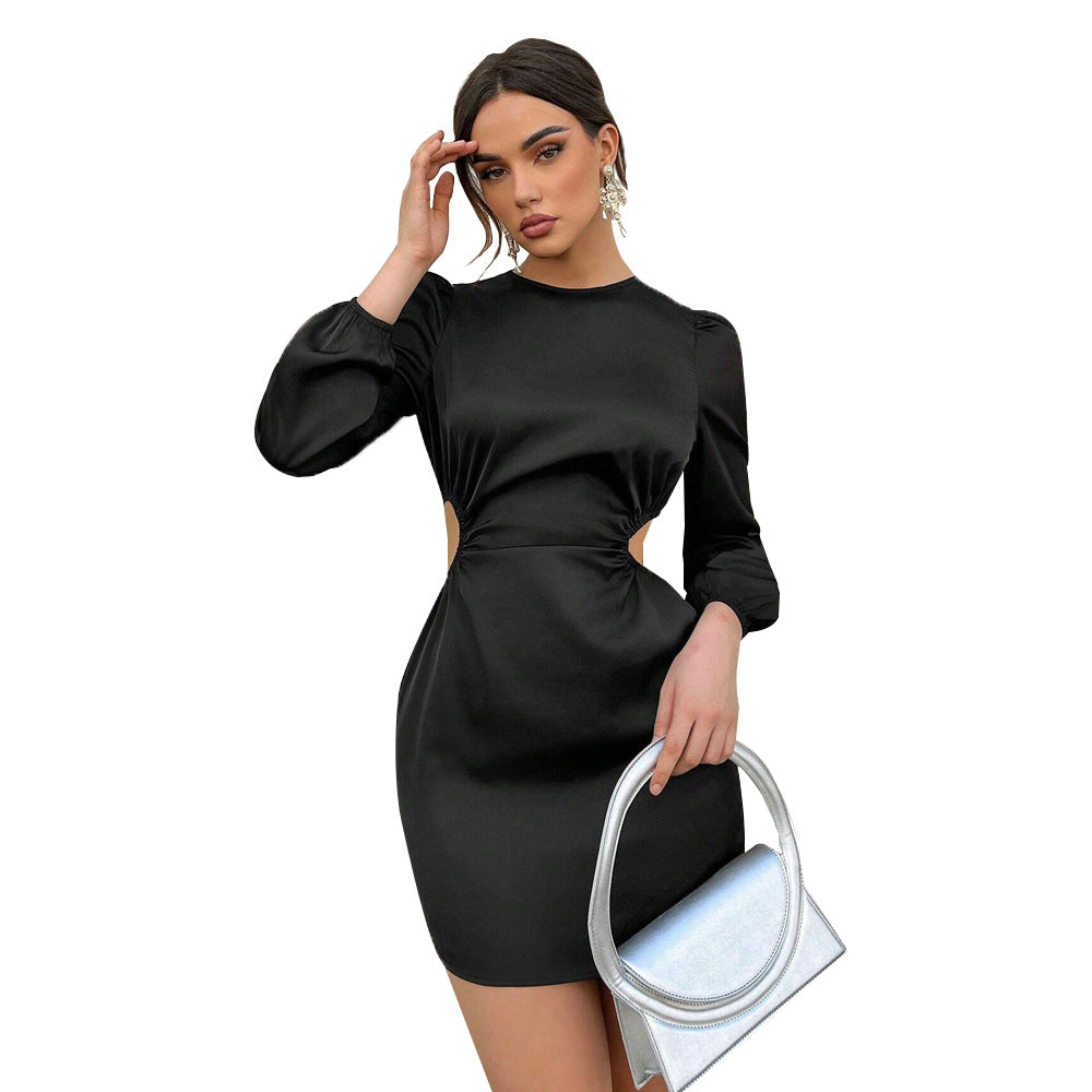Damen Minikleid Puffärmel Cut-Out-Details Norvielle