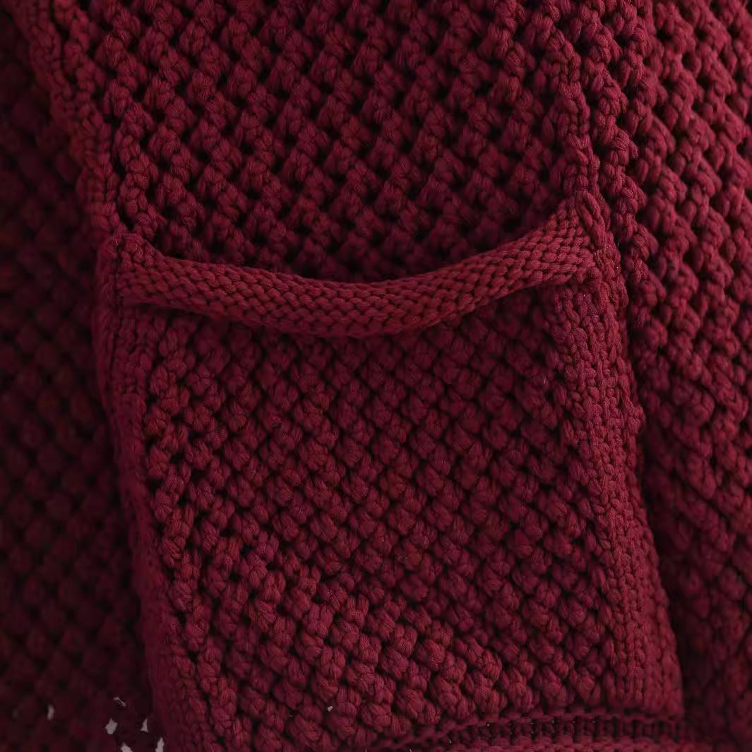 Damen Strickjacke Strukturiertes Gewebe Metallknöpfe