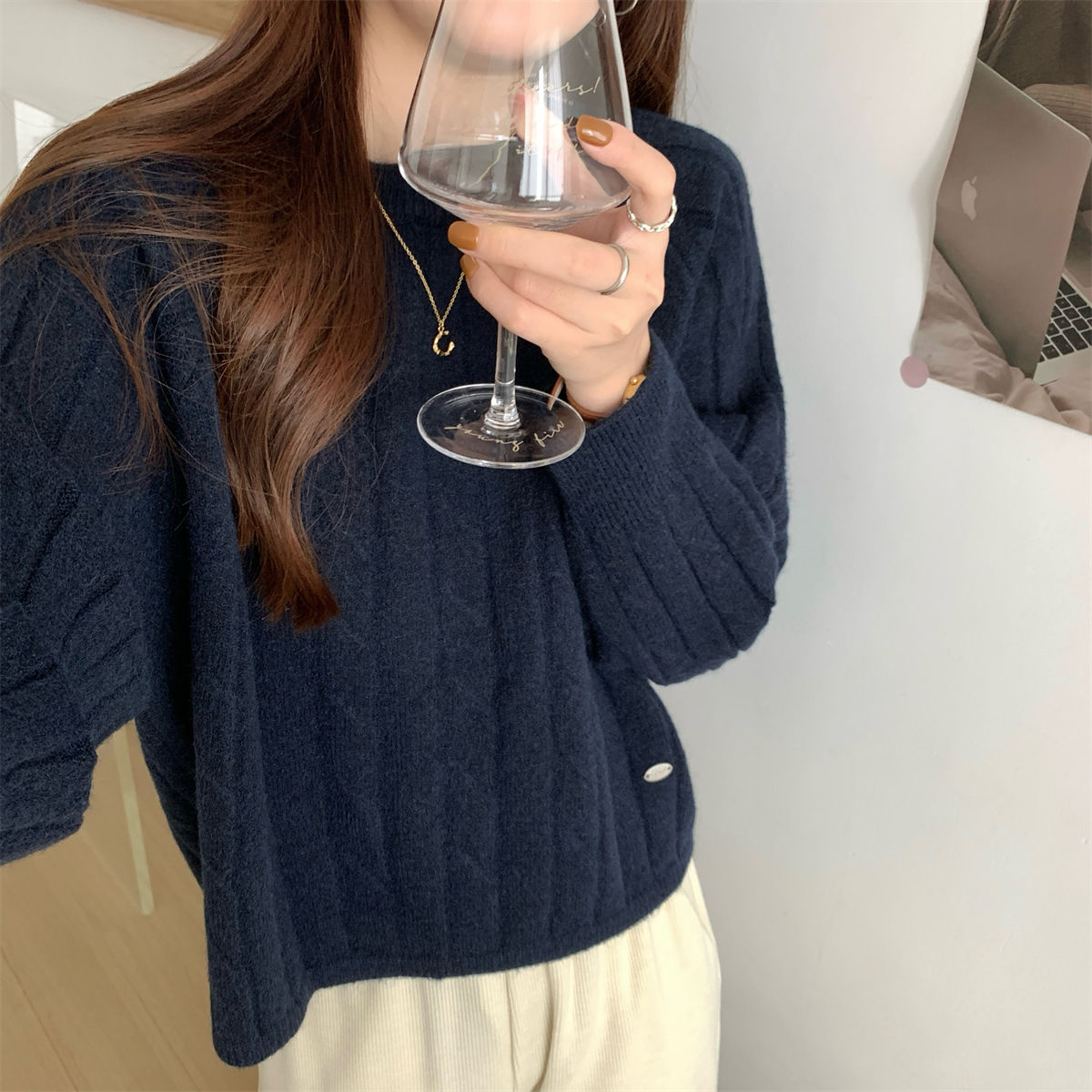Damen Grobstrickpullover Rippdesign Lässig Norvielle