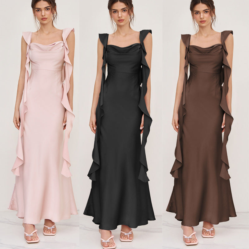 Damen Abendkleid Asymmetrische Rüschen Norvielle - Norvielle