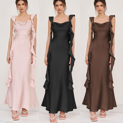 Damen Abendkleid Asymmetrische Rüschen Norvielle - Norvielle