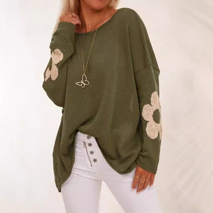 Damen Strickpullover mit Blumenapplikationen Norvielle - Norvielle