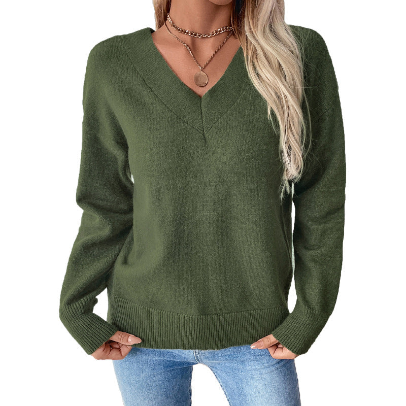 Damen Pullover V-Ausschnitt 3/4 Ärmel Lässig Norvielle