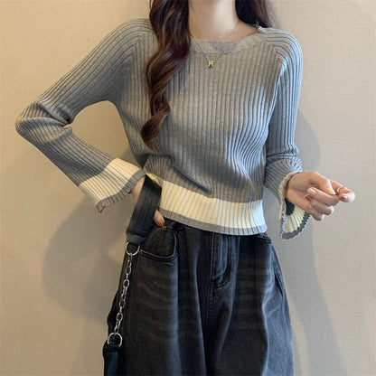 Damen Rippstrickpullover Lässiger Schnitt Norvielle