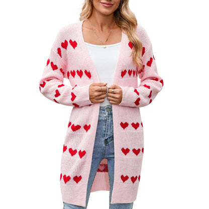 Damen Strickjacke Herz-Muster Norvielle