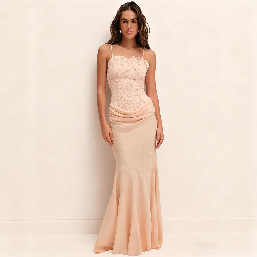 Damen Abendkleid Korsett-Design schickes Schößchen Langer Saum
