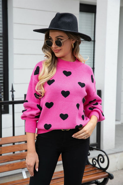 Damen Pullover mit Herzen Moderner Schnitt Norvielle