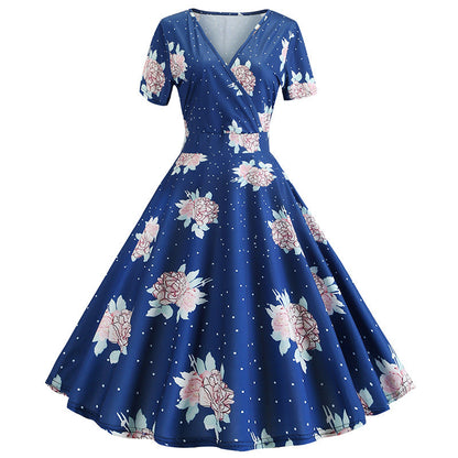 Damen Wickelkleid Floralmuster Punkte Norvielle