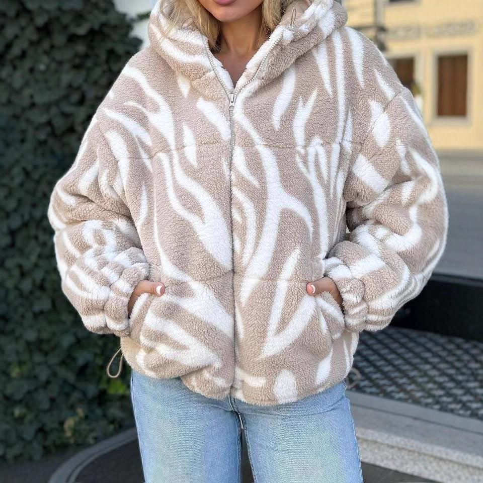 Damen Fleecejacke Kuschelig Muster Norvielle