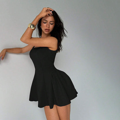Damen Minikleid Eleganter Ausschnitt Schwingender Rock Norvielle