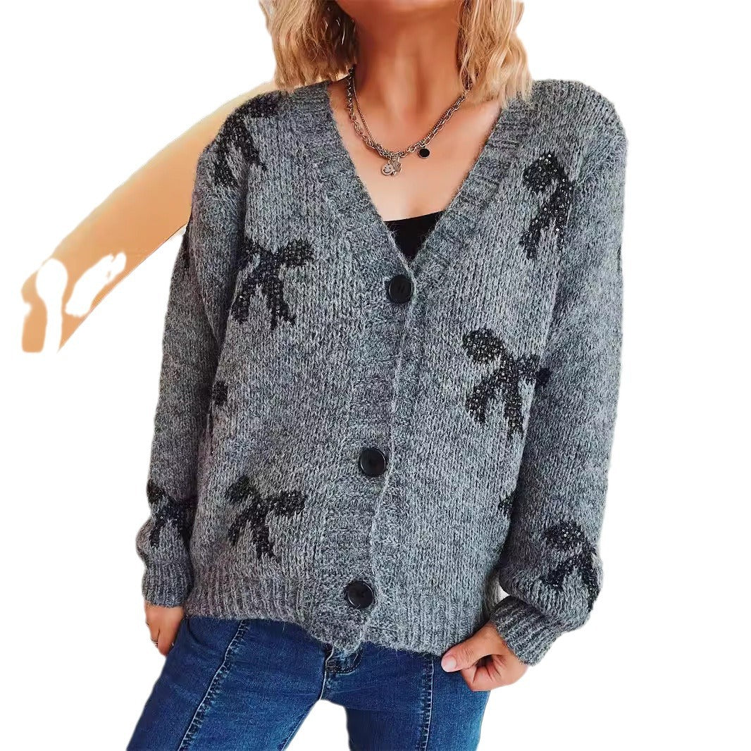 Damen Strickjacke geometrisches Muster Weich Norvielle