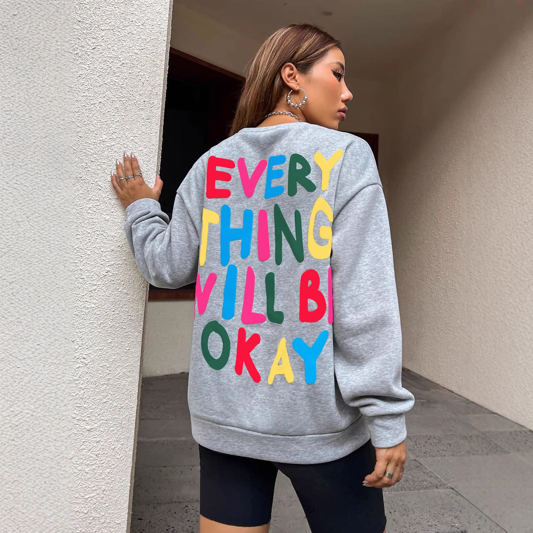 Damen Sweatshirt Bunter Schriftzug Norvielle
