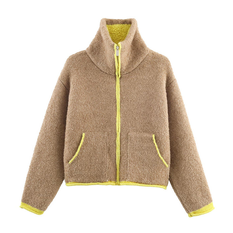 Damen Fleecejacke Oversized mit Kragen und Taschen Norvielle
