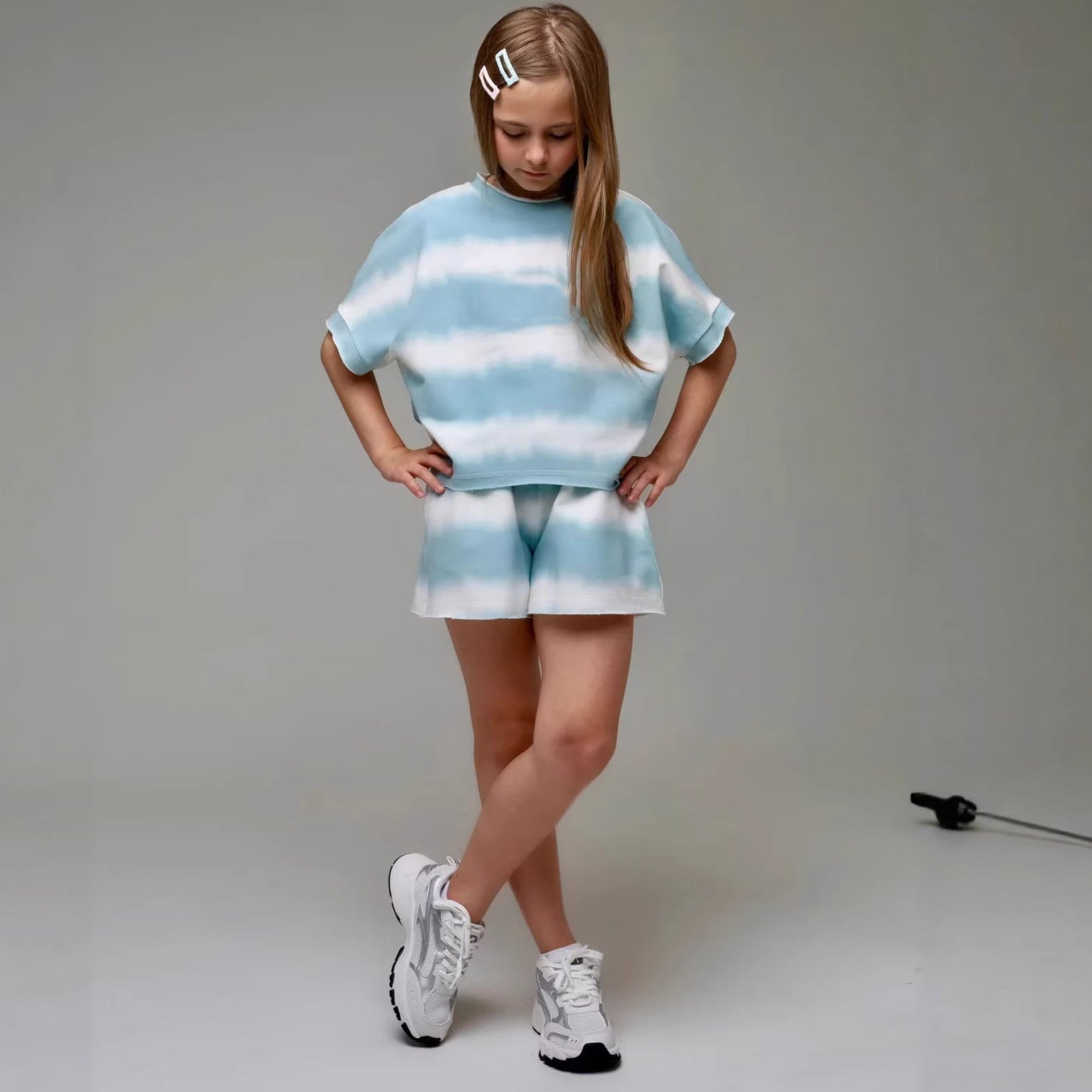 Damen T-Shirt und Shorts Set Tie-Dye Modern Farben