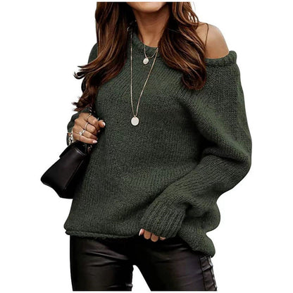 Damen Strickpullover Schulterfrei Oversized Norvielle