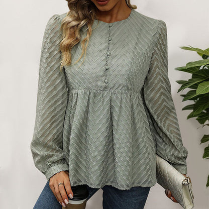 Damen Bluse Rüschendetails Zickzackmuster Elegantes Design