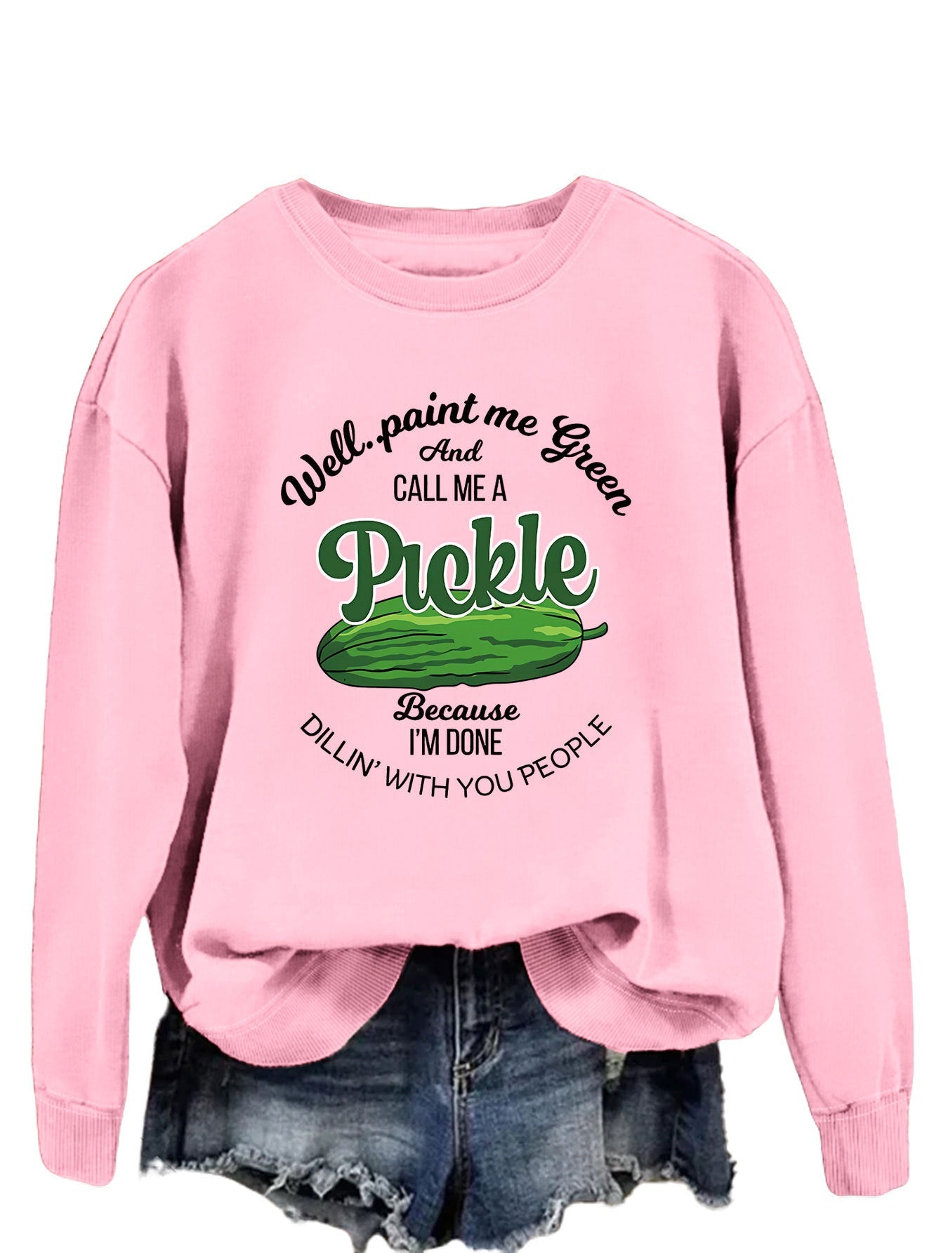 Damen Sweatshirt Gurkenmotiv Kreativer Druck Norvielle