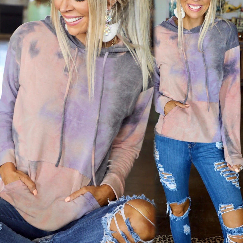 Damen Kapuzenpullover Batikdesign Kängurutaschen Norvielle - Norvielle