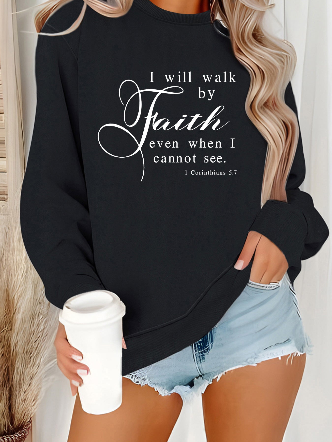 Damen Sweatshirt Weiches Material Beige