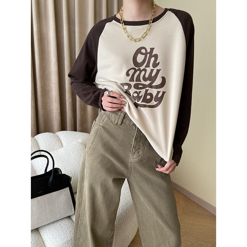 Damen Sweatshirt Lässiger Schriftzug Langärmlig Norvielle